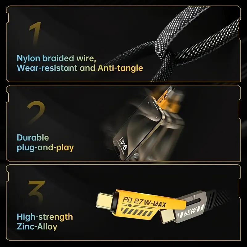 4 In 1 Multi Usb Pd Charging Cable 27W / 65W (Type-C To C, C To Lightning, Usb T)